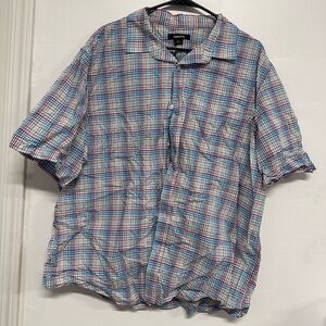 Casual Men's Plaid Shirt - Blue and Red (use)